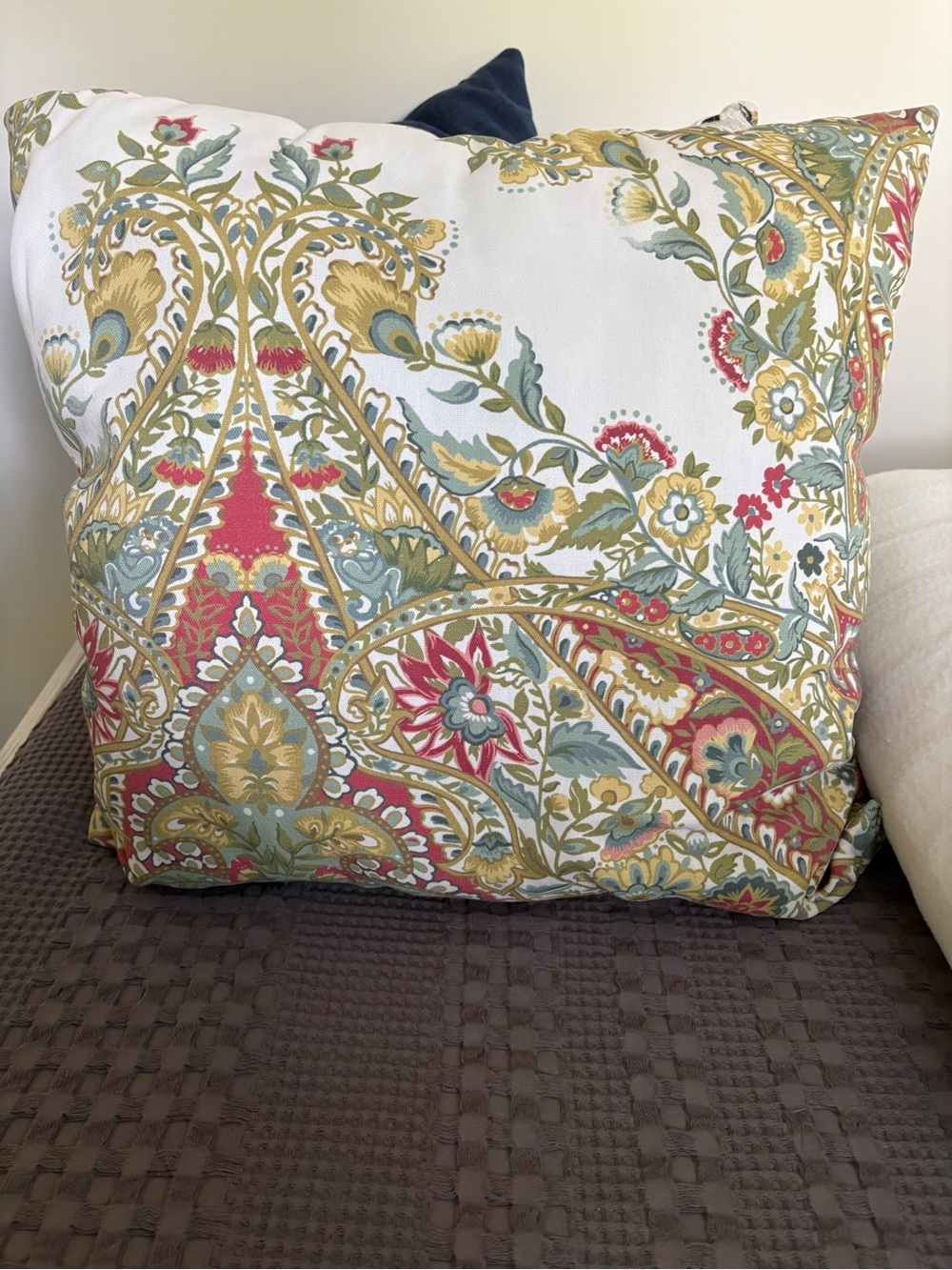 Two Pottery Barn Decorative Floral Throw Pillows in Multi-Color